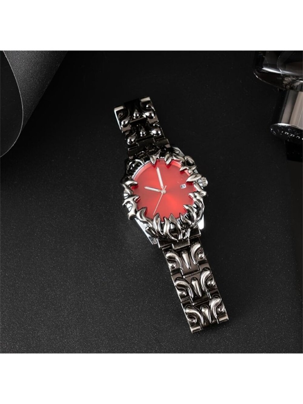 Men's Red Claw Shape Table Alabaster Round Dial Retro Y2K Unique Shaped WatchM - Picture 2 of 7